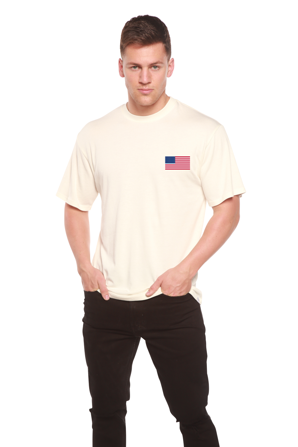 Spun Bamboo American Flag Men's Bamboo Viscose/Organic Cotton Short Sleeve Graphic T-Shirt — main product shot
