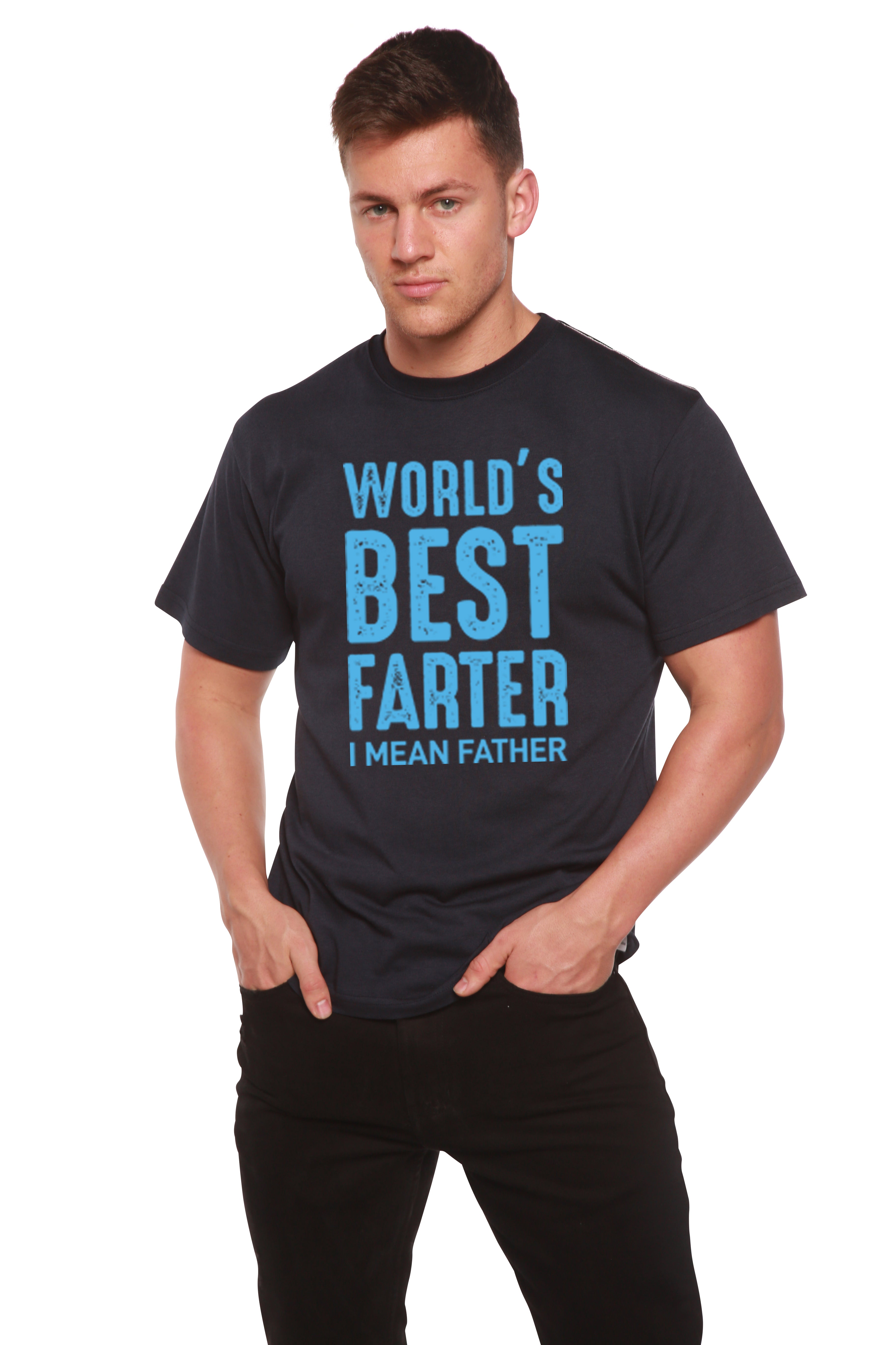 Spun Bamboo World's Best Farter Men's Bamboo Viscose/Organic Cotton Short Sleeve Graphic T-Shirt — color detail