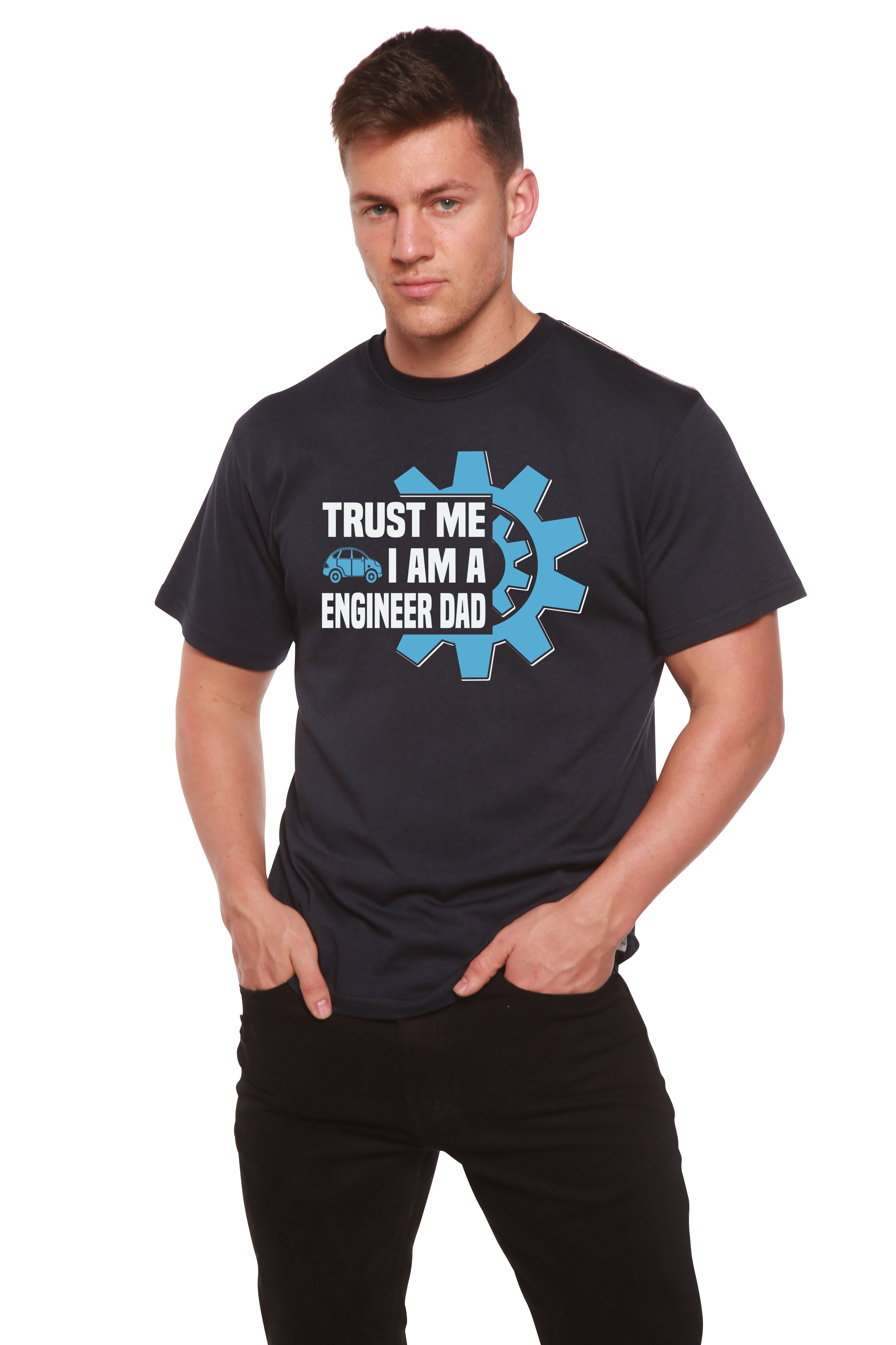 Spun Bamboo Trust Me I'm a Engineer Dad Men's Bamboo Viscose/Organic Cotton Short Sleeve Graphic T-Shirt — color detail