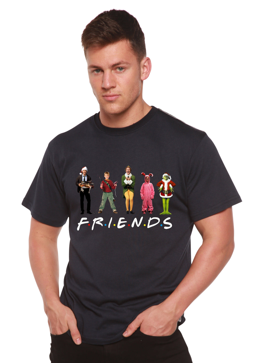 Spun Bamboo Funny Christmas Movies Printed Men's Bamboo T-Shirt — alternative angle