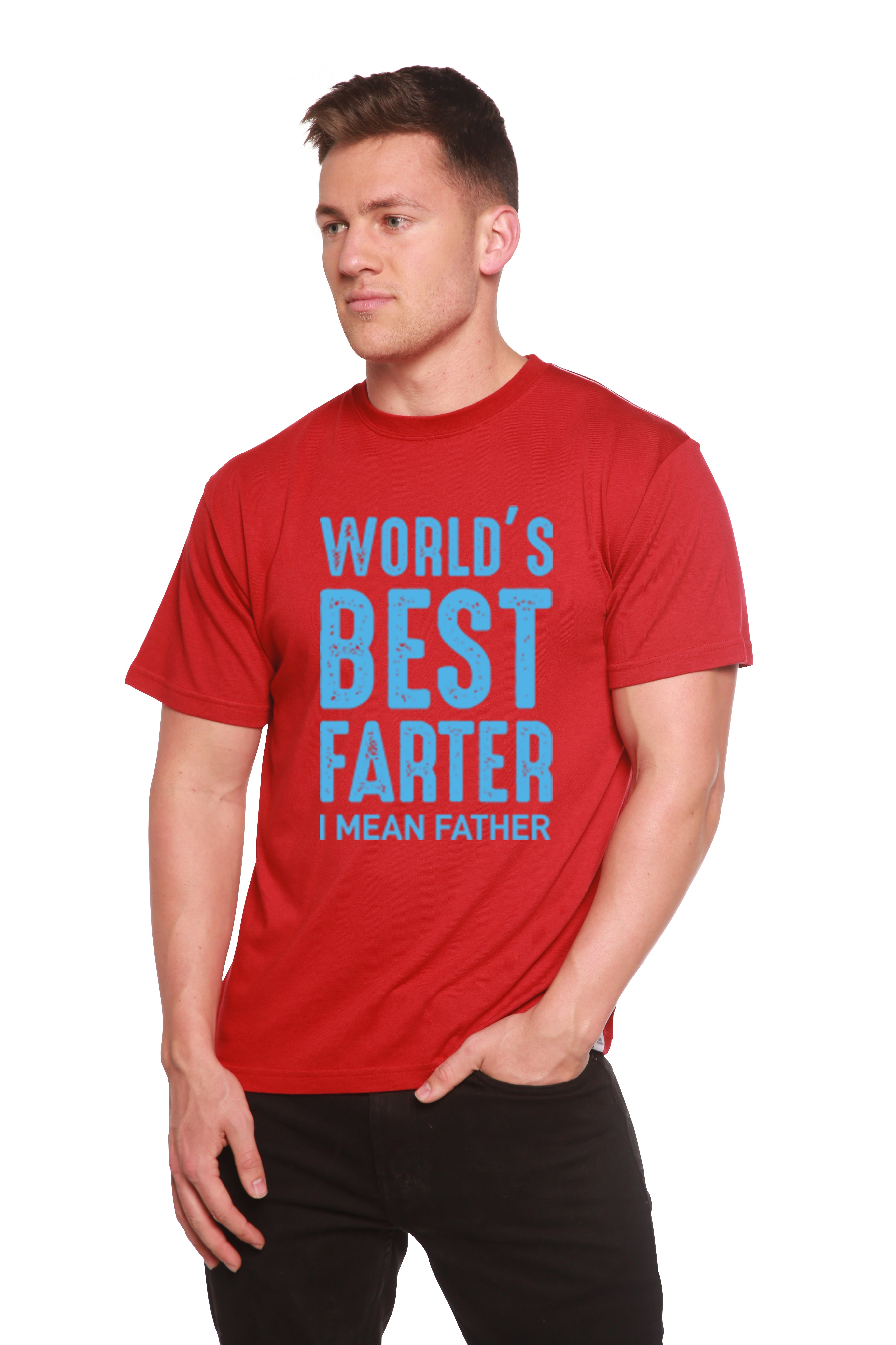Spun Bamboo World's Best Farter Men's Bamboo Viscose/Organic Cotton Short Sleeve Graphic T-Shirt — fabric or material detail