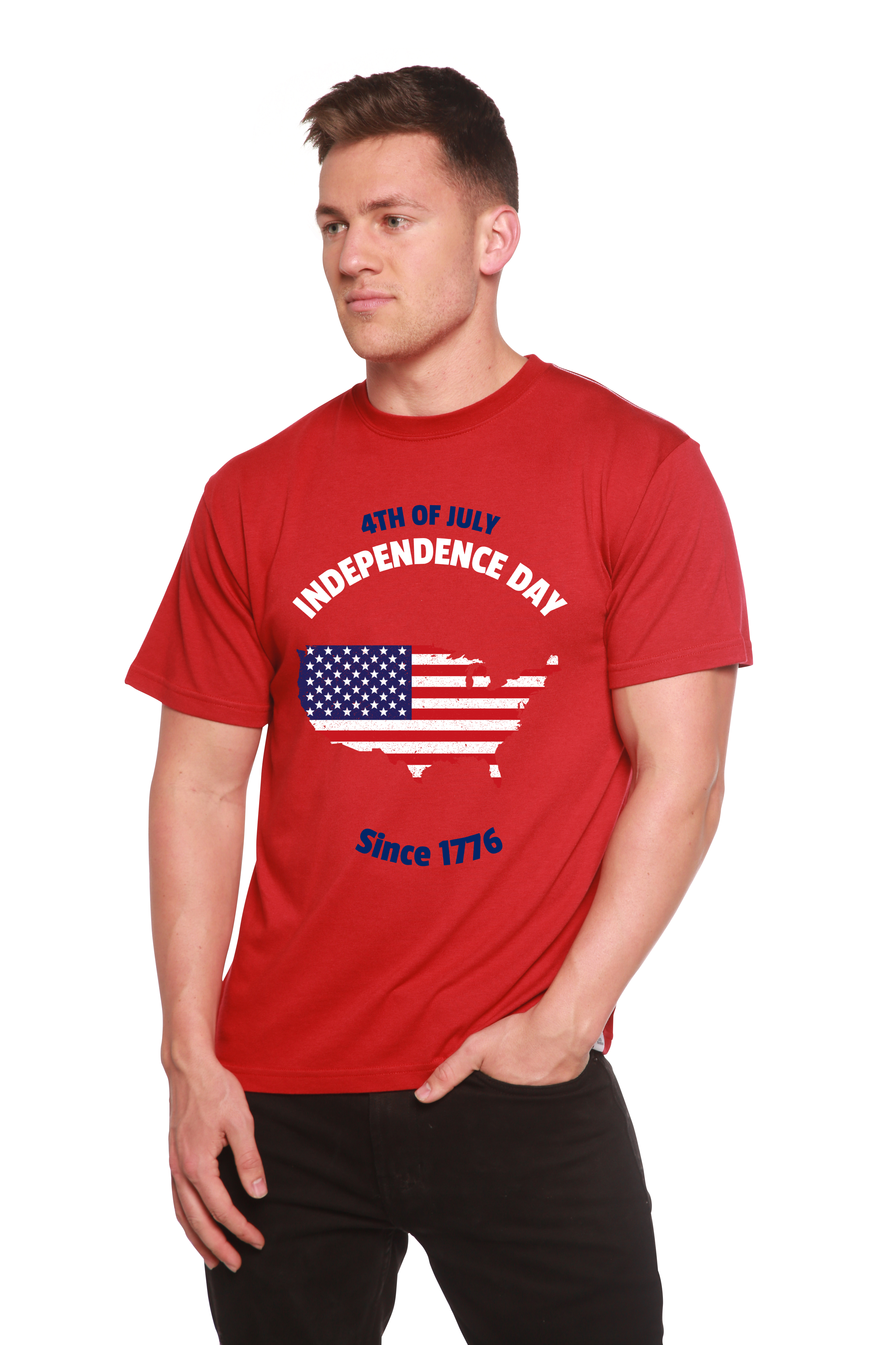 Spun Bamboo 4th of July Men's Bamboo Viscose/Organic Cotton Short Sleeve Graphic T-Shirt — packaging