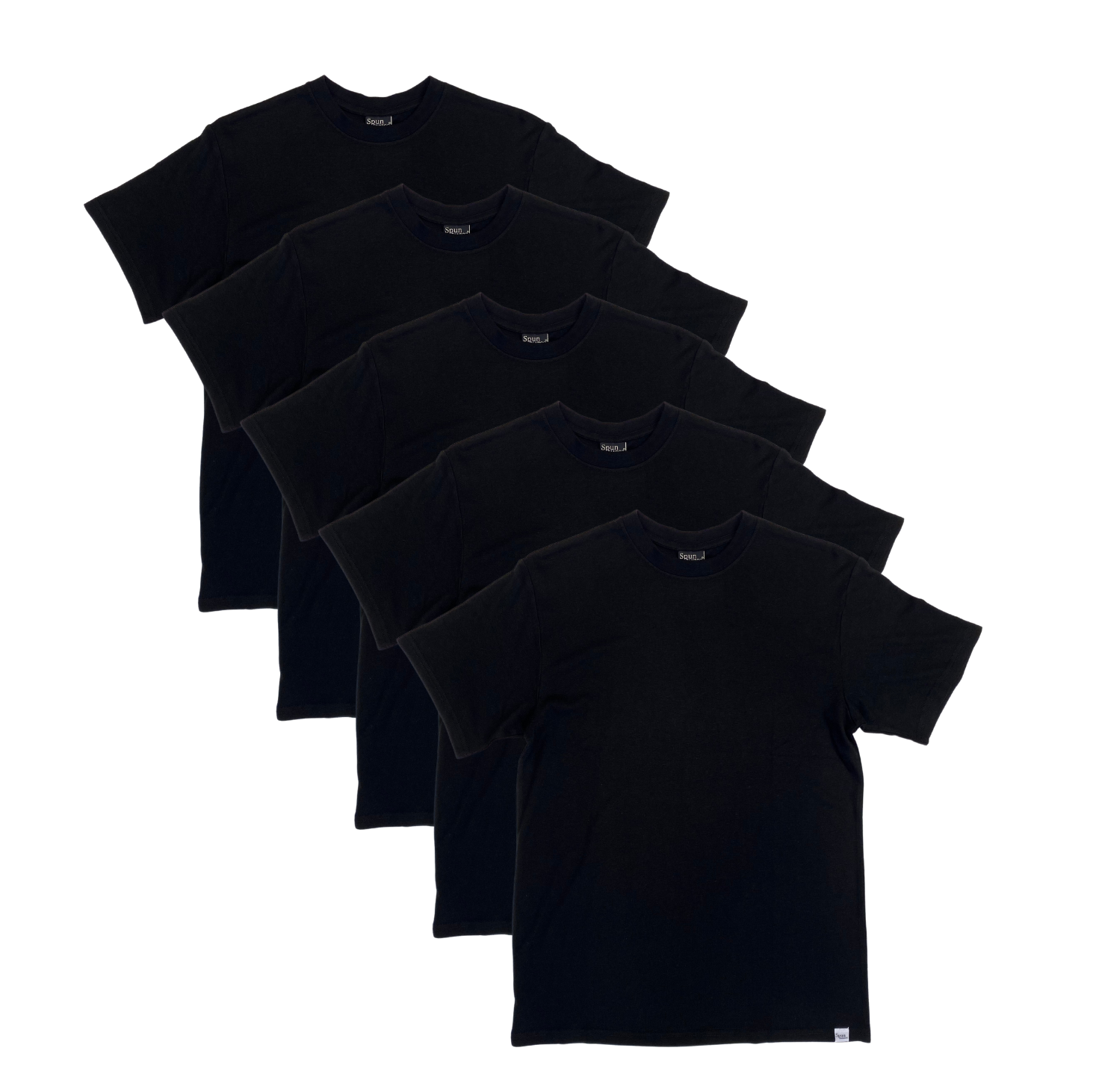 Spun Bamboo Men's Bamboo Viscose/Organic Cotton Short Sleeve T-Shirt Black Color - 5-Pack — main product shot