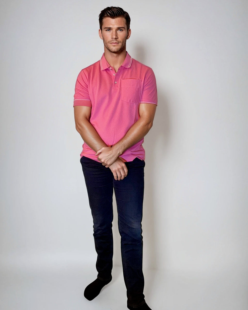 Buki Pocket Polo Shirt - Pink — lifestyle context
