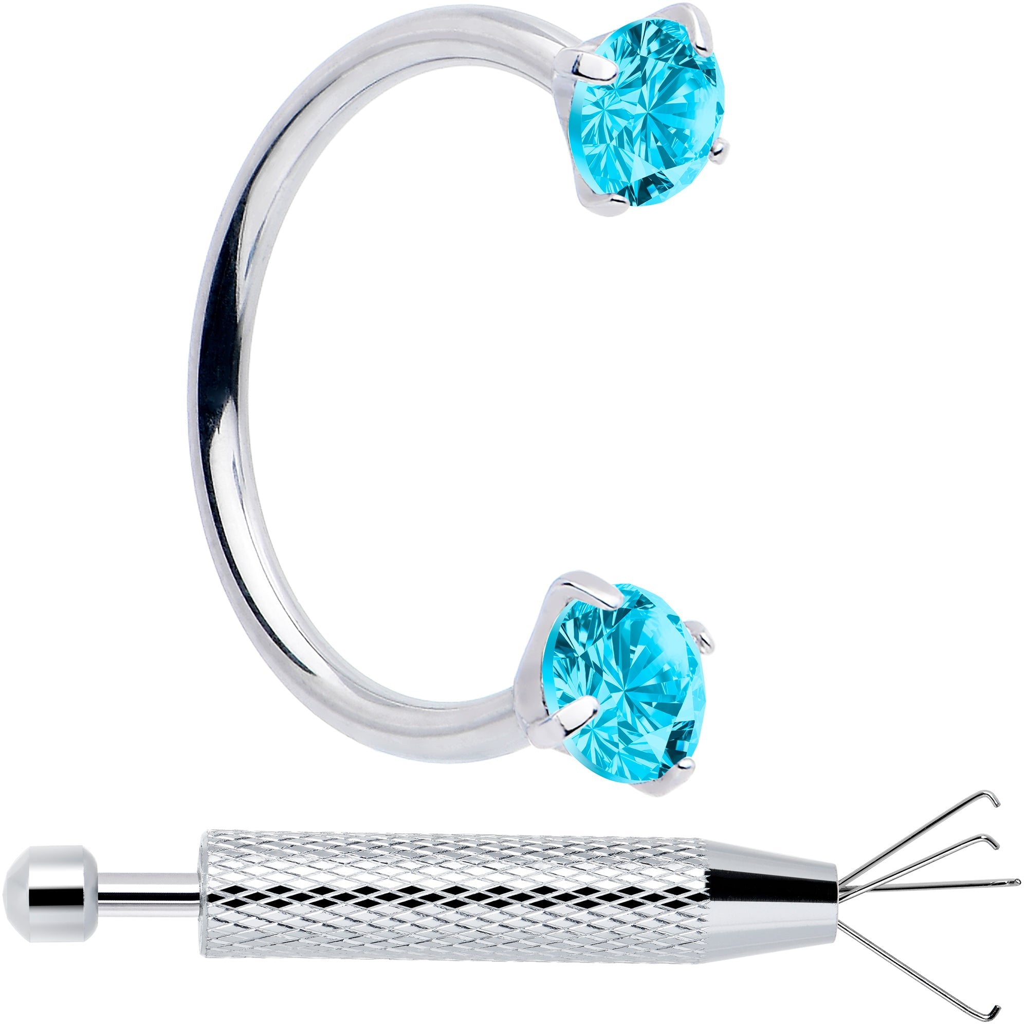 BodyCandy Double Gem Horseshoe Nose Ring Kit with Ball Grabber — size reference