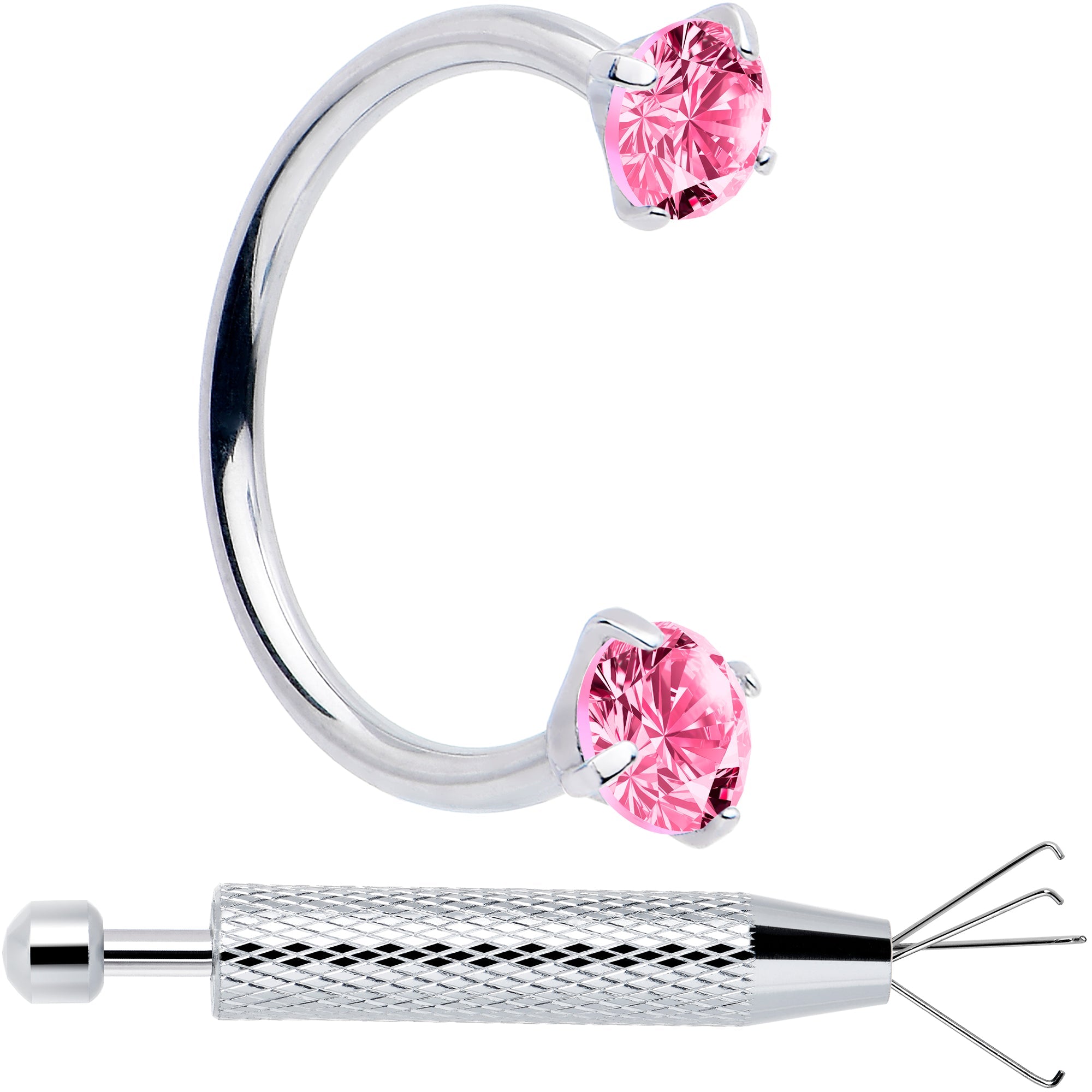 BodyCandy Double Gem Horseshoe Nose Ring Kit with Ball Grabber — color detail
