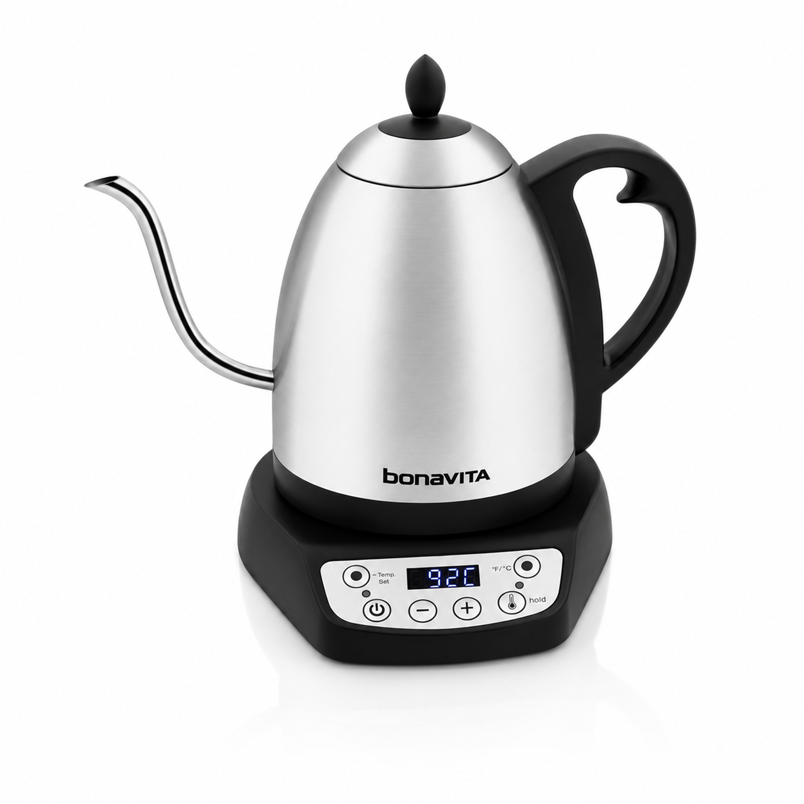 Bonavita Classic 1.0L Gooseneck Precision Temperature Electric Kettle| Coffee Brew and Tea, 1200 Watt, LED Panel, Stainless S