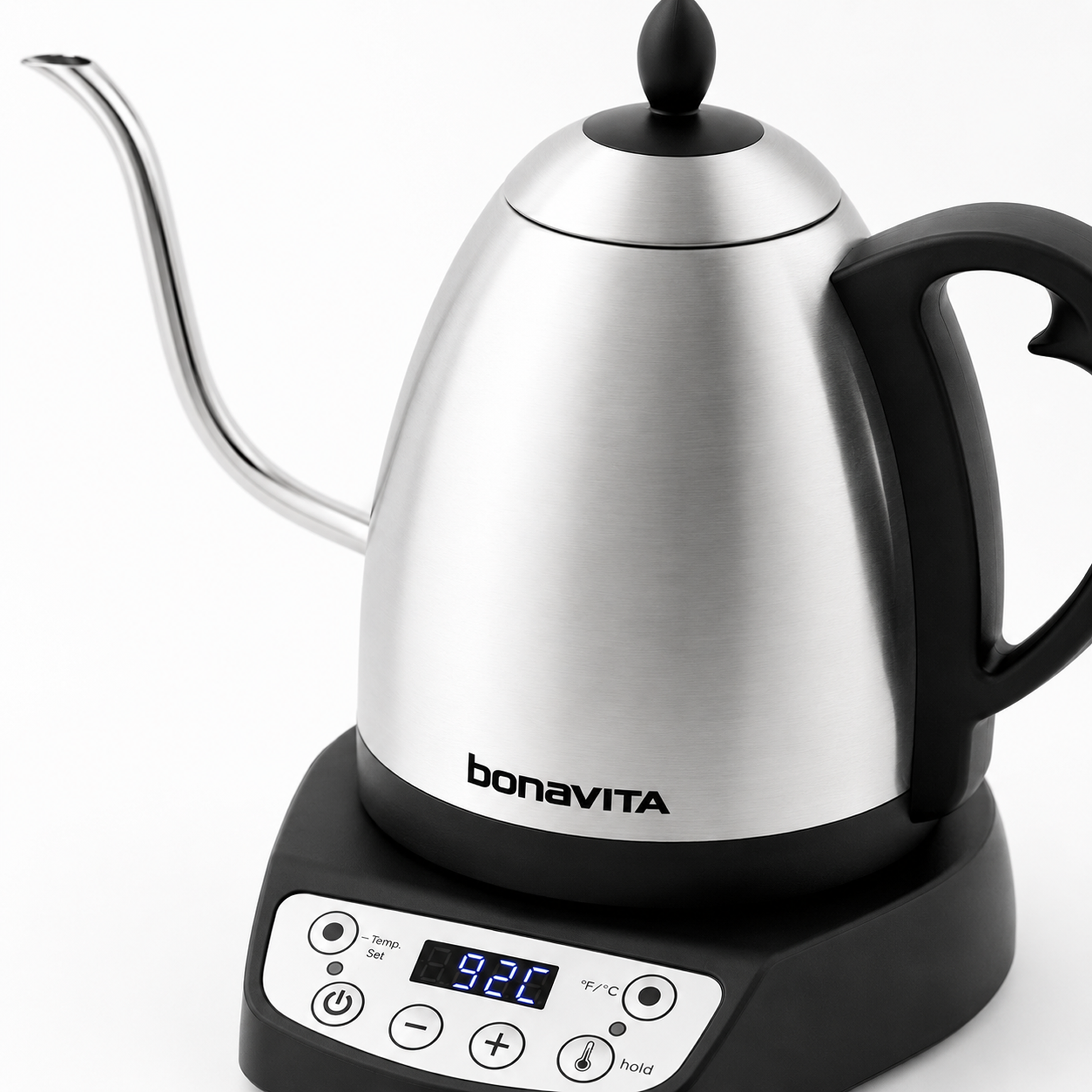 Bonavita Classic 1.0L Gooseneck Precision Temperature Electric Kettle| Coffee Brew and Tea, 1200 Watt, LED Panel, Stainless S