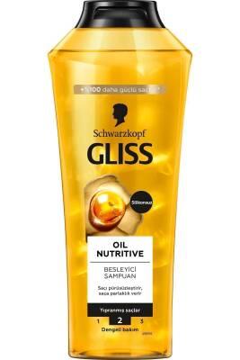 Gliss Oil Nutritive Nourishing Shampoo for Dry and Damaged Hair - 13.53 fl oz, Silikon-Free with Omega 9 and Marula Oil