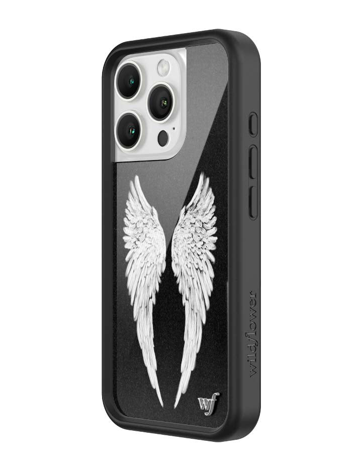 Wildflower Cases Angel Baby | Black iPhone Case — flat-lay composition