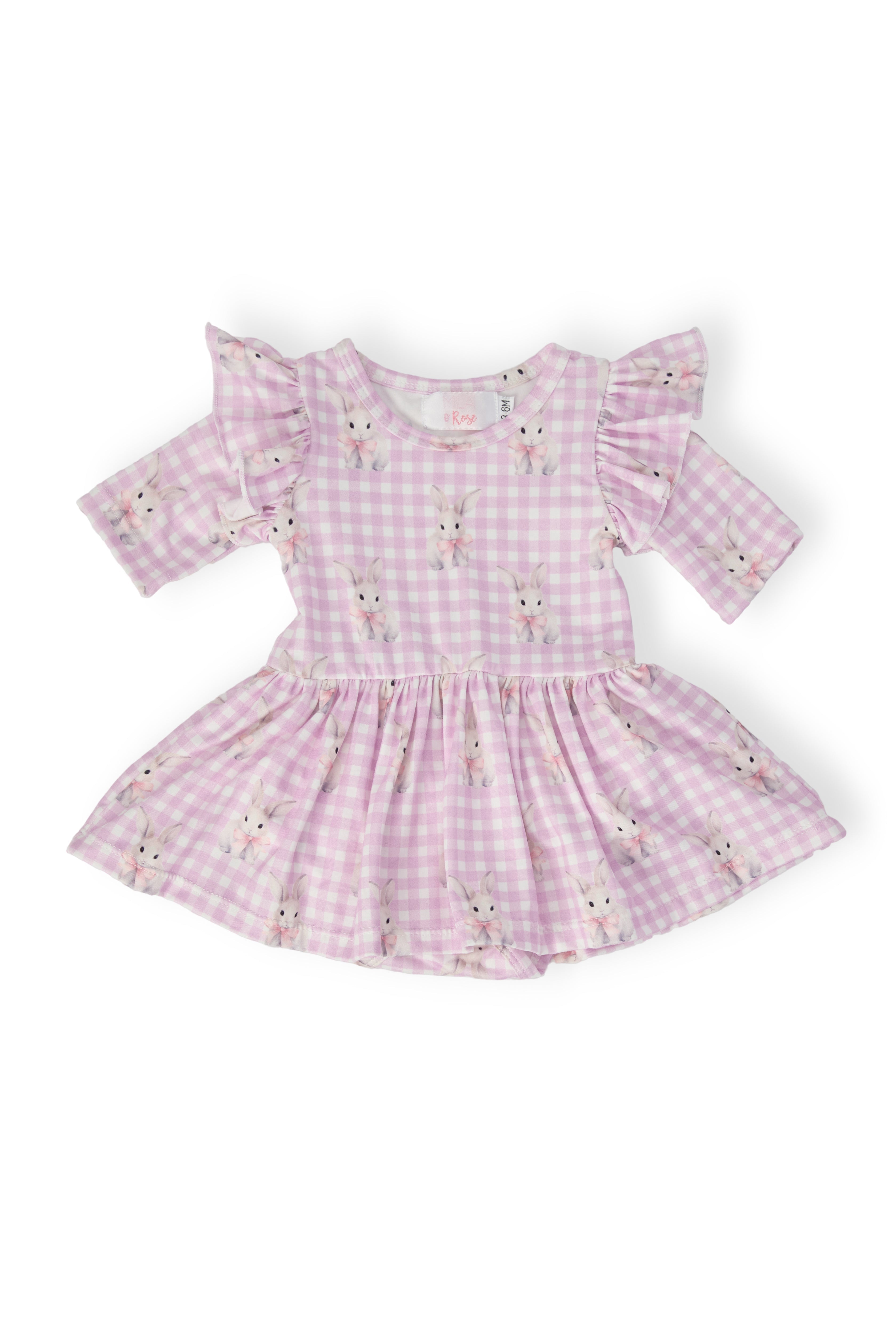 Mila & Rose ® Baby Bunnies 3/4 Sleeve Flutter Twirl Bodysuit — main product shot