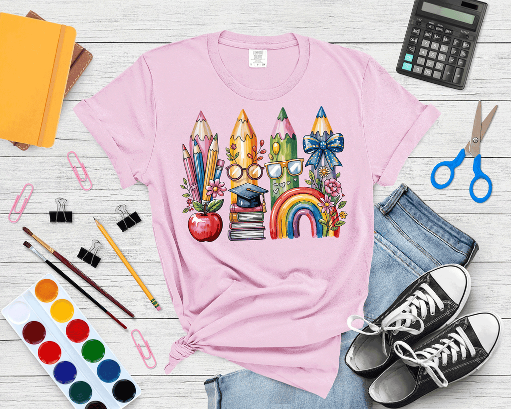 A Blessed Texas Mess Boutique Teacher Back To School Coquette Bow Pencils Cute Gift — dtf / graphic shirts category context