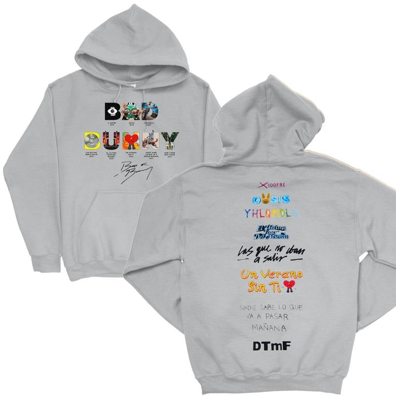 Pasimax Bad Bunny Words Album 2-Sides Hoodie — main product shot