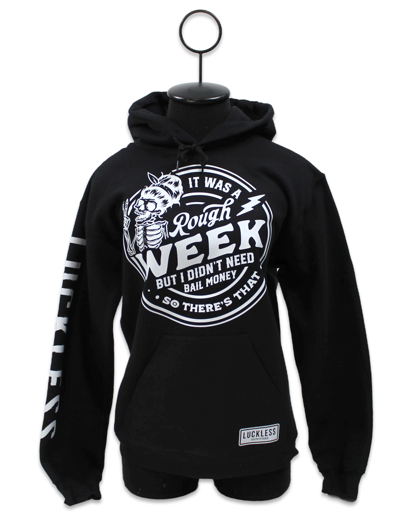 Luckless Outfitters Bail Money Hoodie — detail close-up