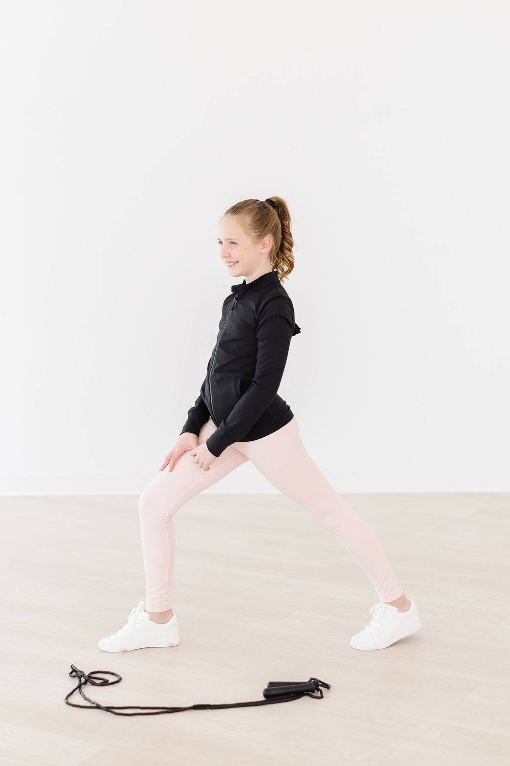 Mila & Rose ® SALE Balanced Black Full-Zip Ruffle Active Jacket — alternative angle