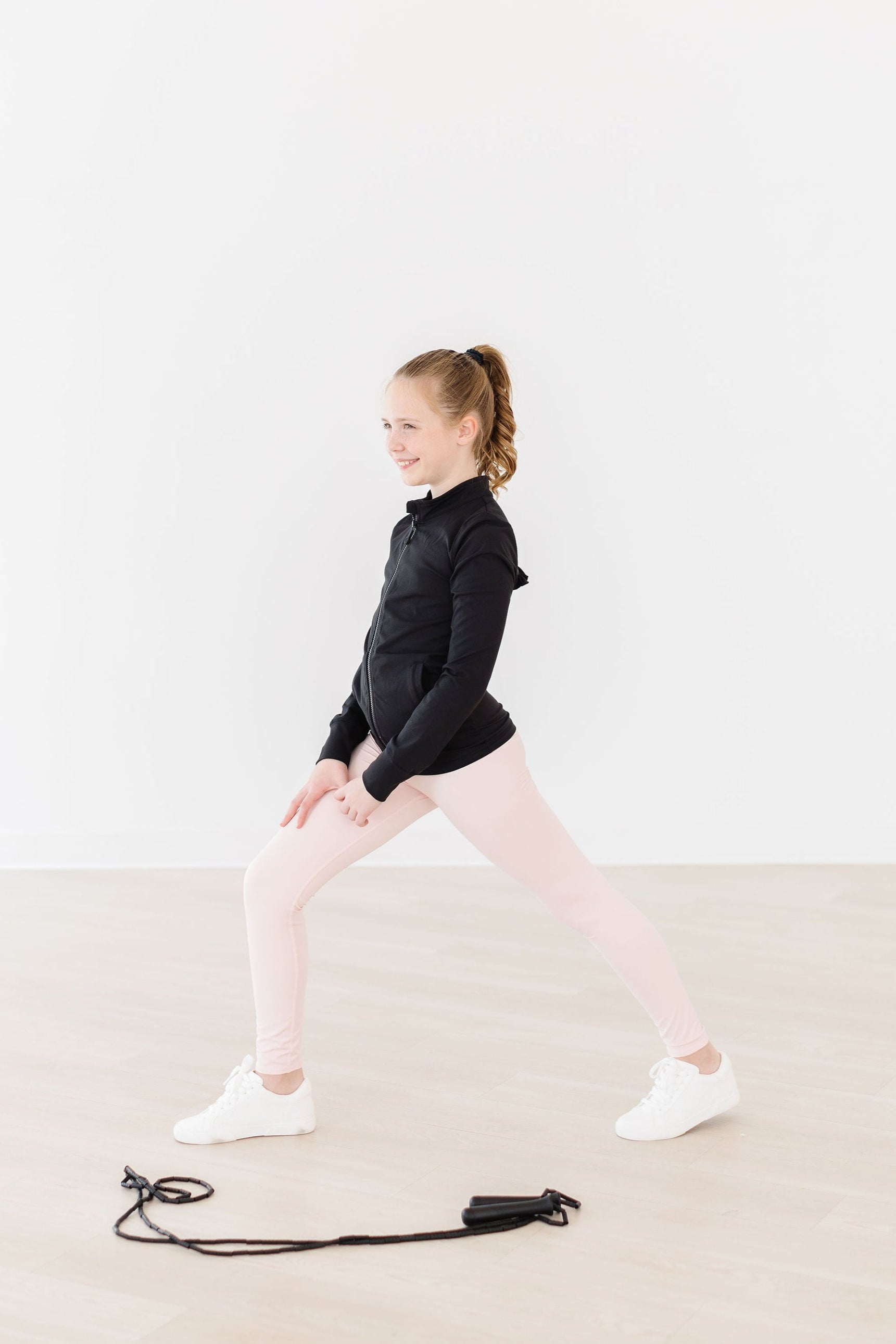 Mila & Rose ® SALE Balanced Black Full-Zip Ruffle Active Jacket — alternative angle