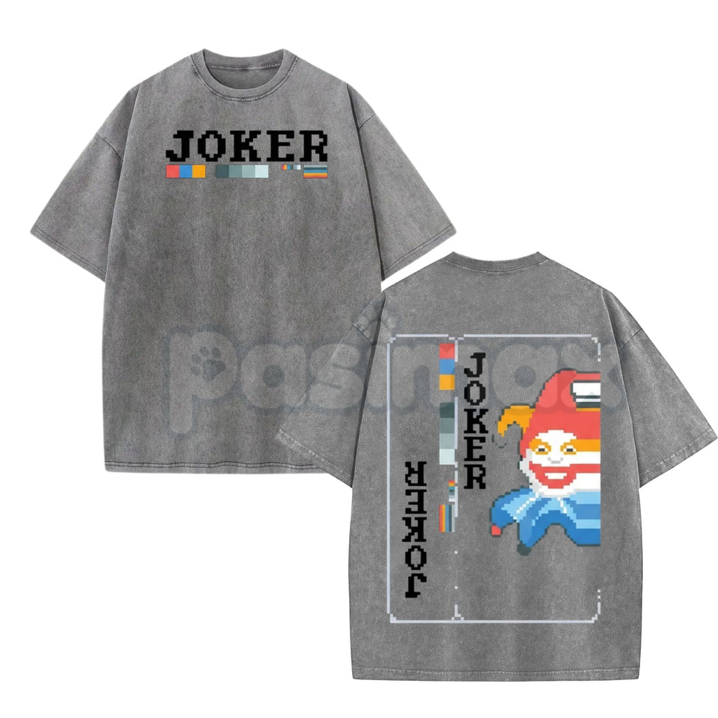 Pasimax Balatro Misprint Joker Graphic Tee – Oversized Pixel Art T-Shirt, Vintage Washed Retro Gaming Merch — main product sh