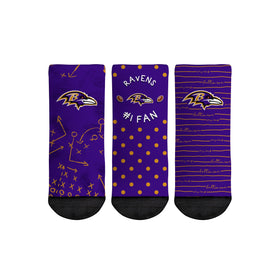 Rock 'Em Socks Baltimore Ravens - Number 1 Fan 3-Pack (Toddler)