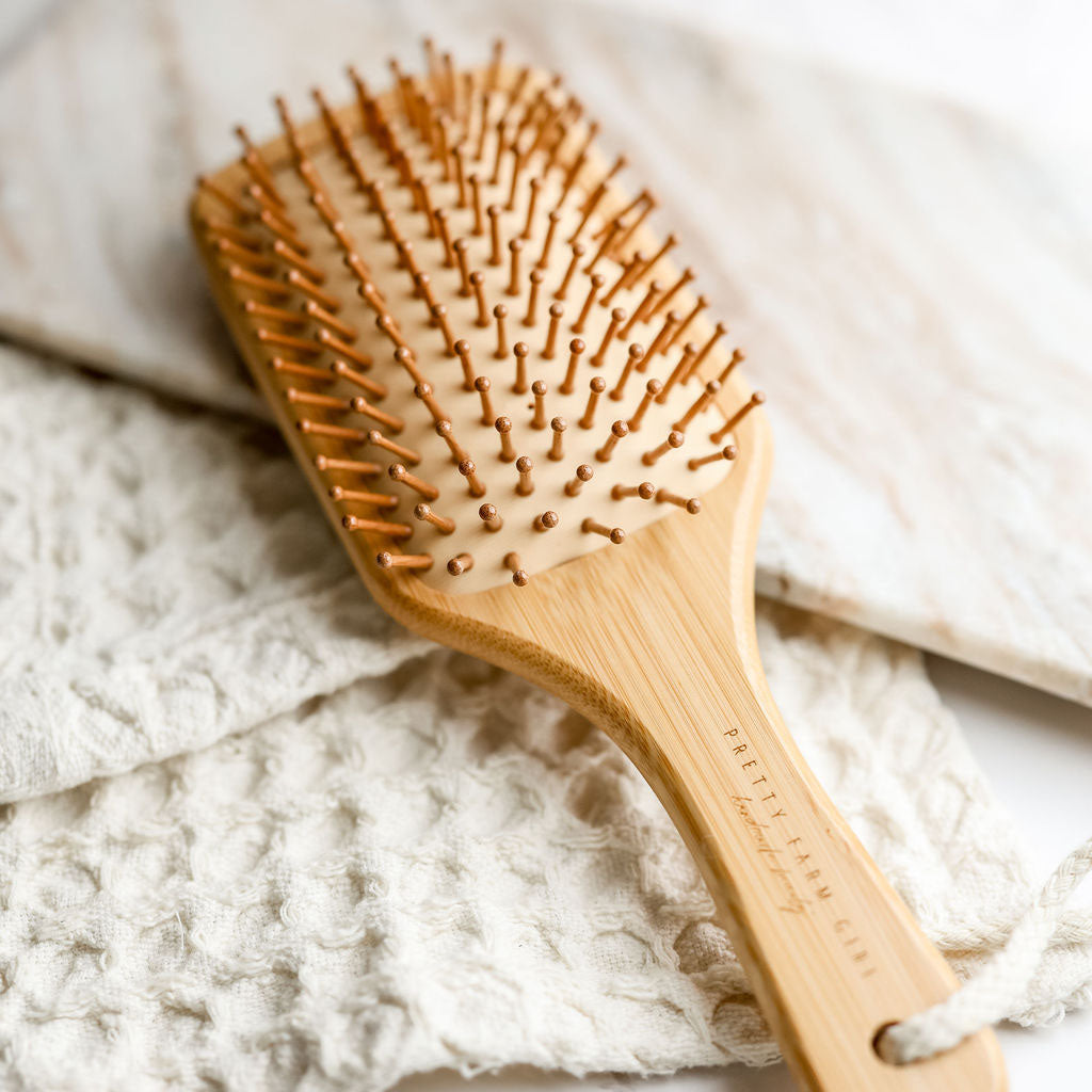 Pretty farm girl Bamboo Paddle Hair Brush — main product shot