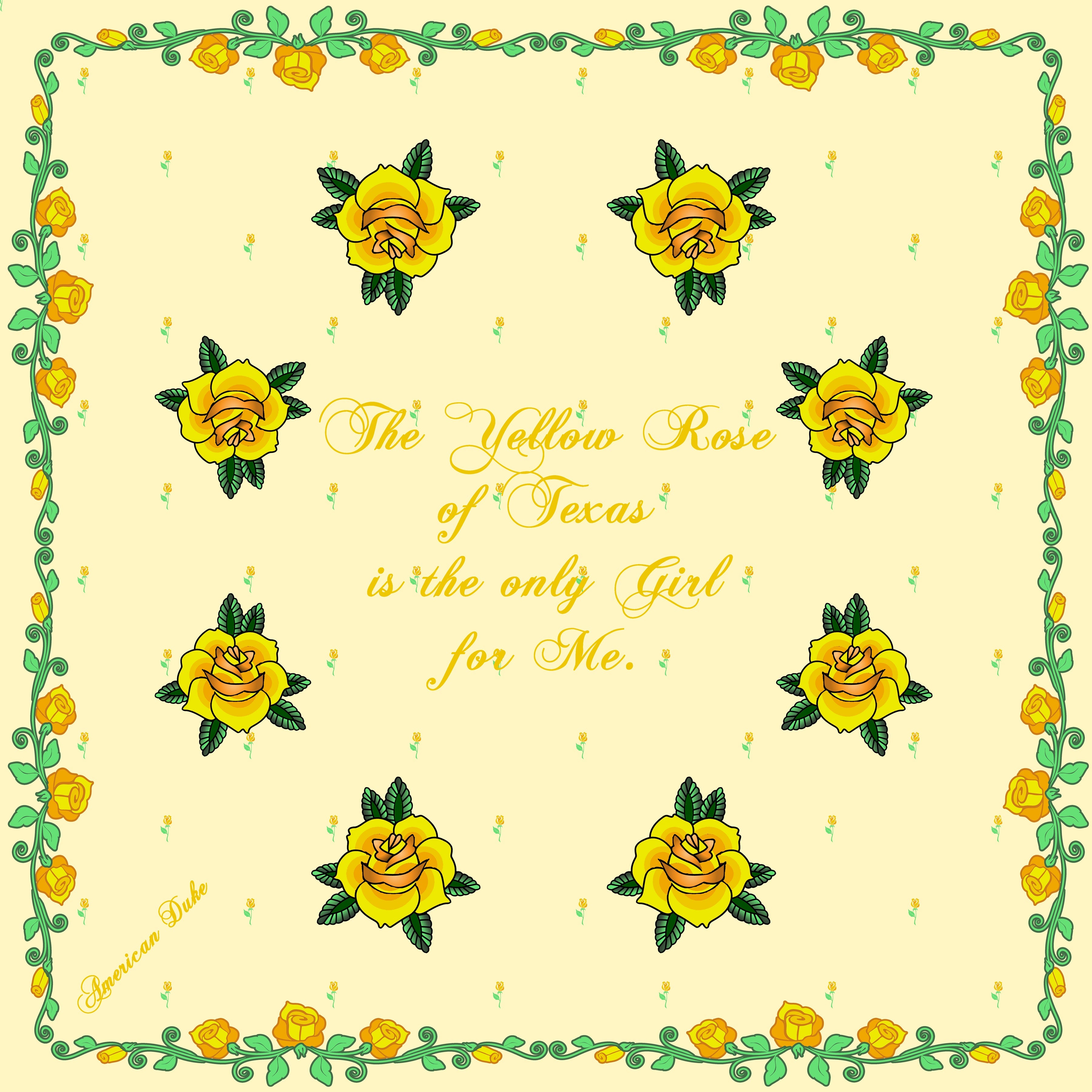 American Duke Apparel Company Bandana - Yellow Rose of Texas — main product shot
