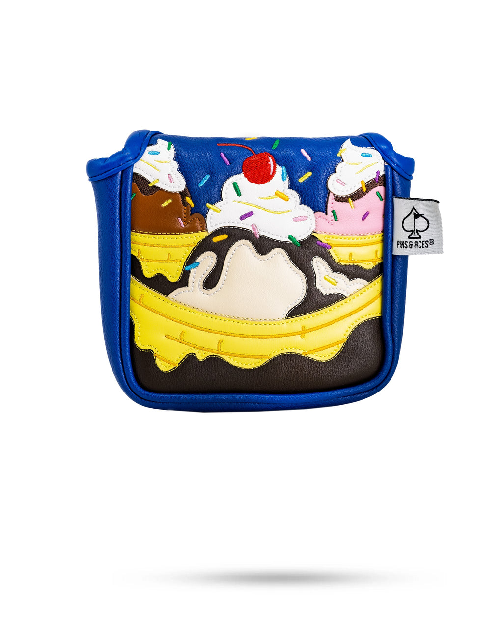 Pins and Aces Banana Split - Mallet Putter Cover — detail close-up