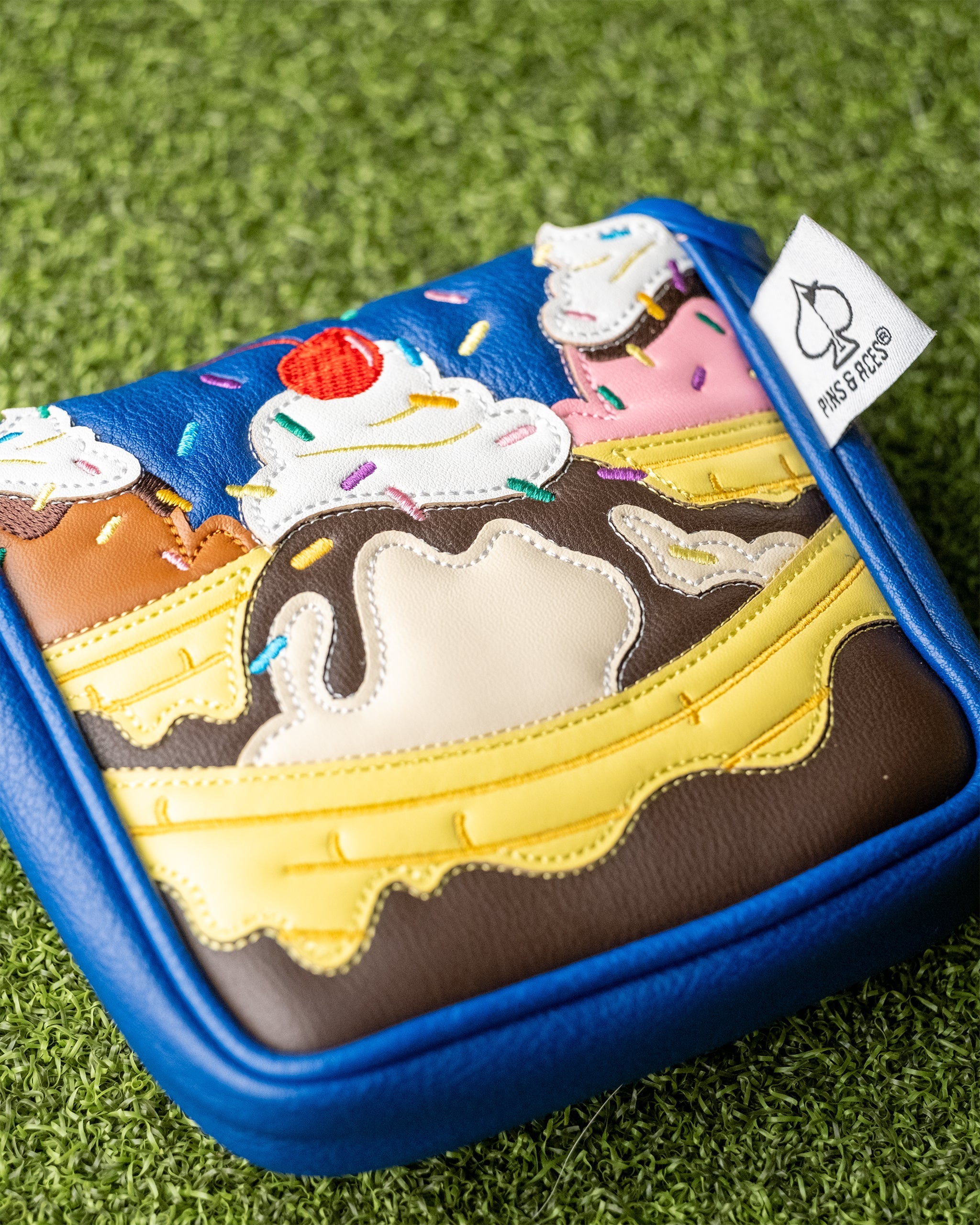 Pins and Aces Banana Split - Mallet Putter Cover — fabric or material detail
