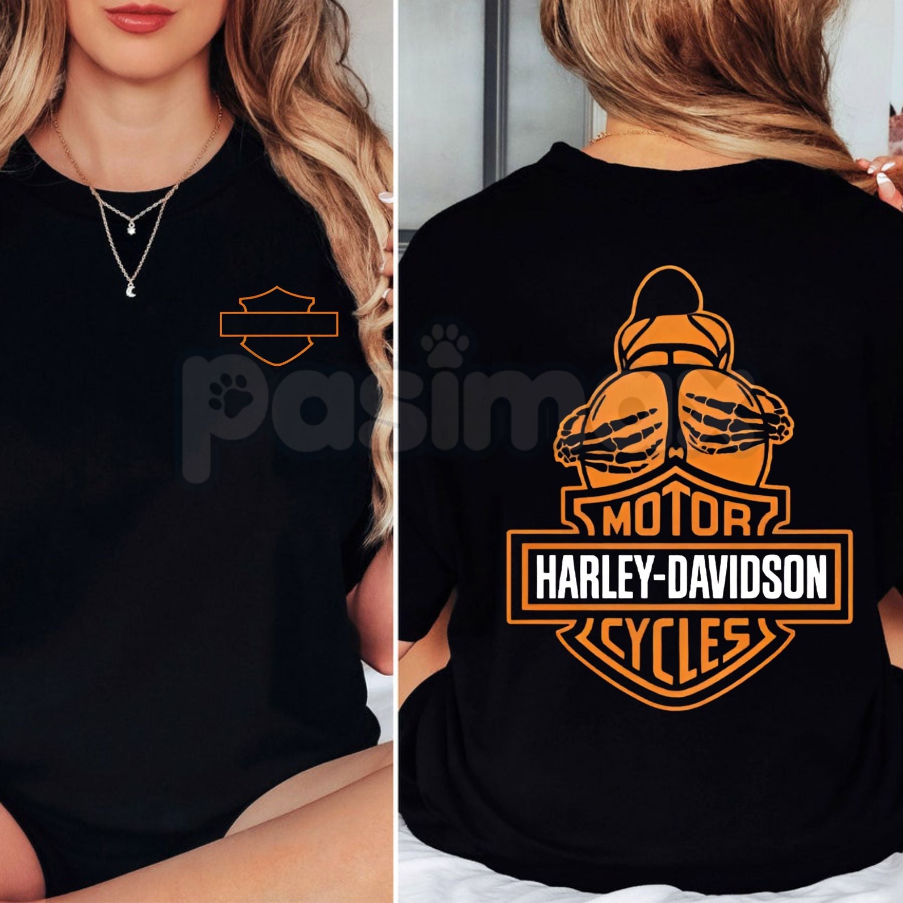 Pasimax "Barley Chick" Biker Style Men's T-Shirt - Vintage Motorcycle Graphic Tee, Rugged Chopper & Cafe Racer Shirt, Premium