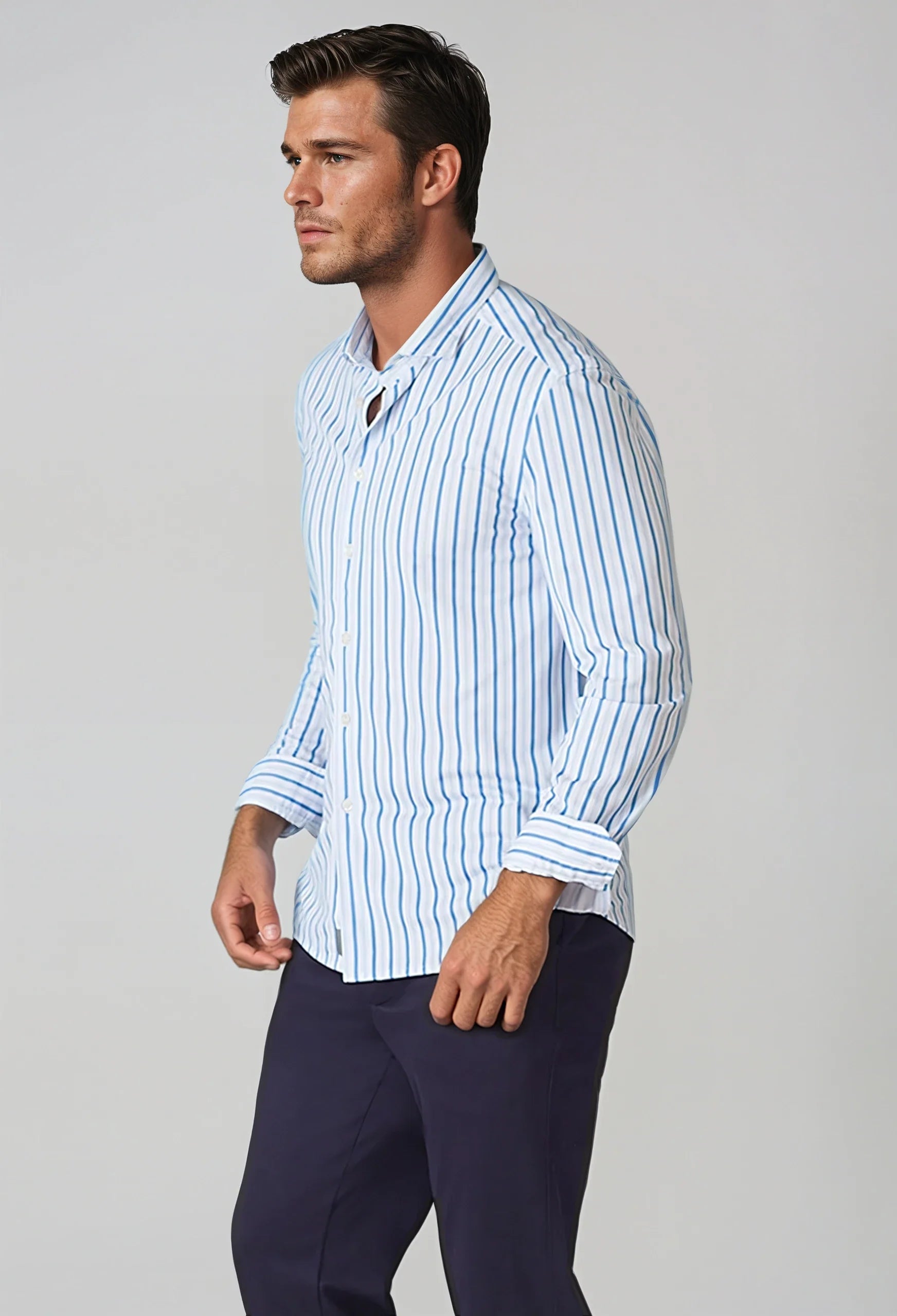 Buki Barrett Stripe Long Sleeve Tech Shirt — lifestyle context