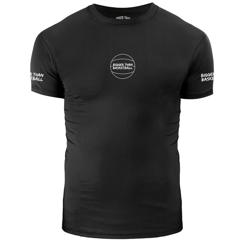 Bigger Than Basketball Performance Compression T-Shirt - Black — main product shot