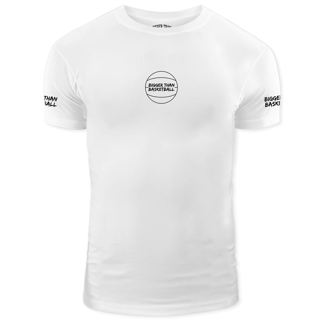 Bigger Than Basketball Performance Compression T-Shirt - White — main product shot