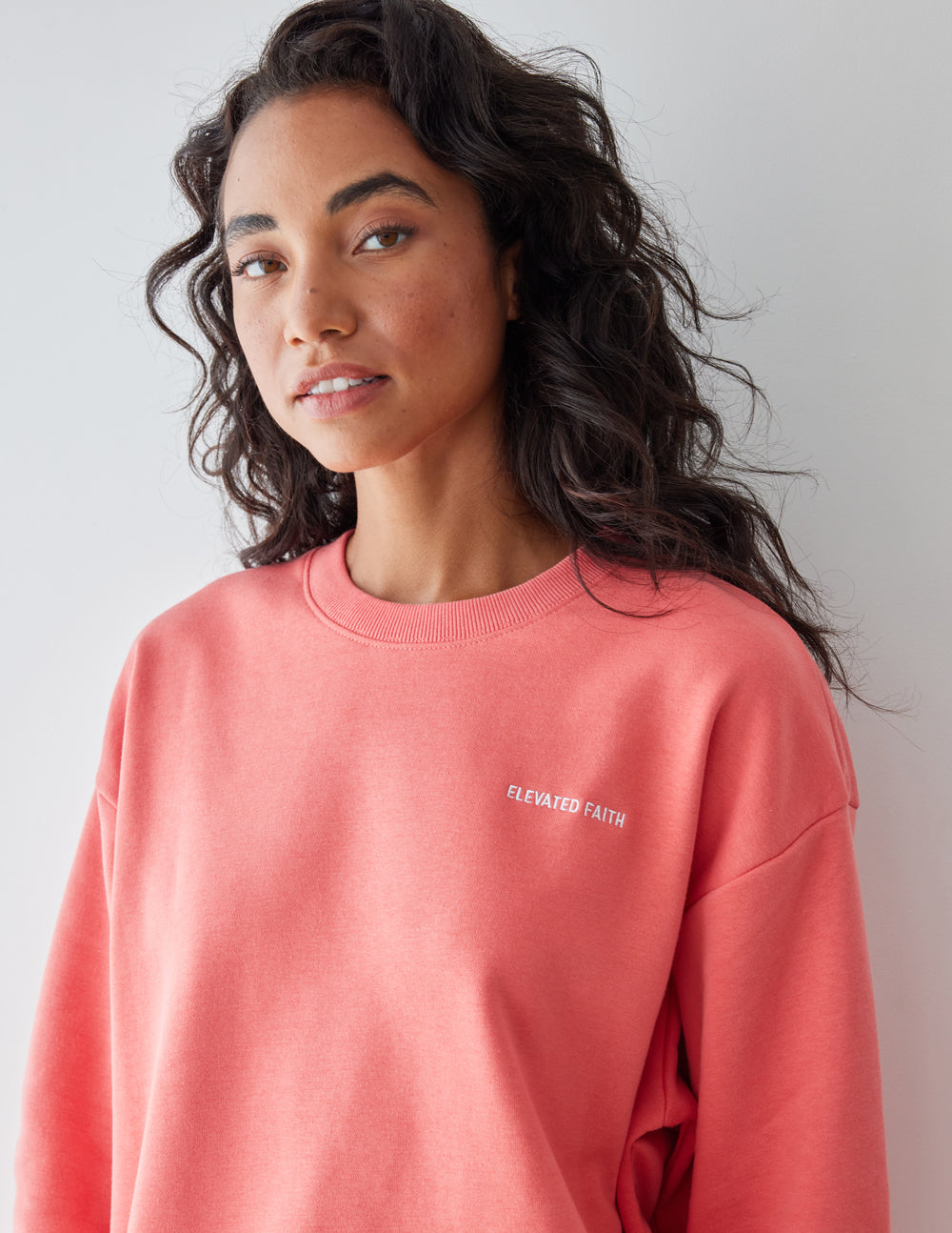 Elevated Faith Basics Canyon Unisex Crewneck — detail close-up