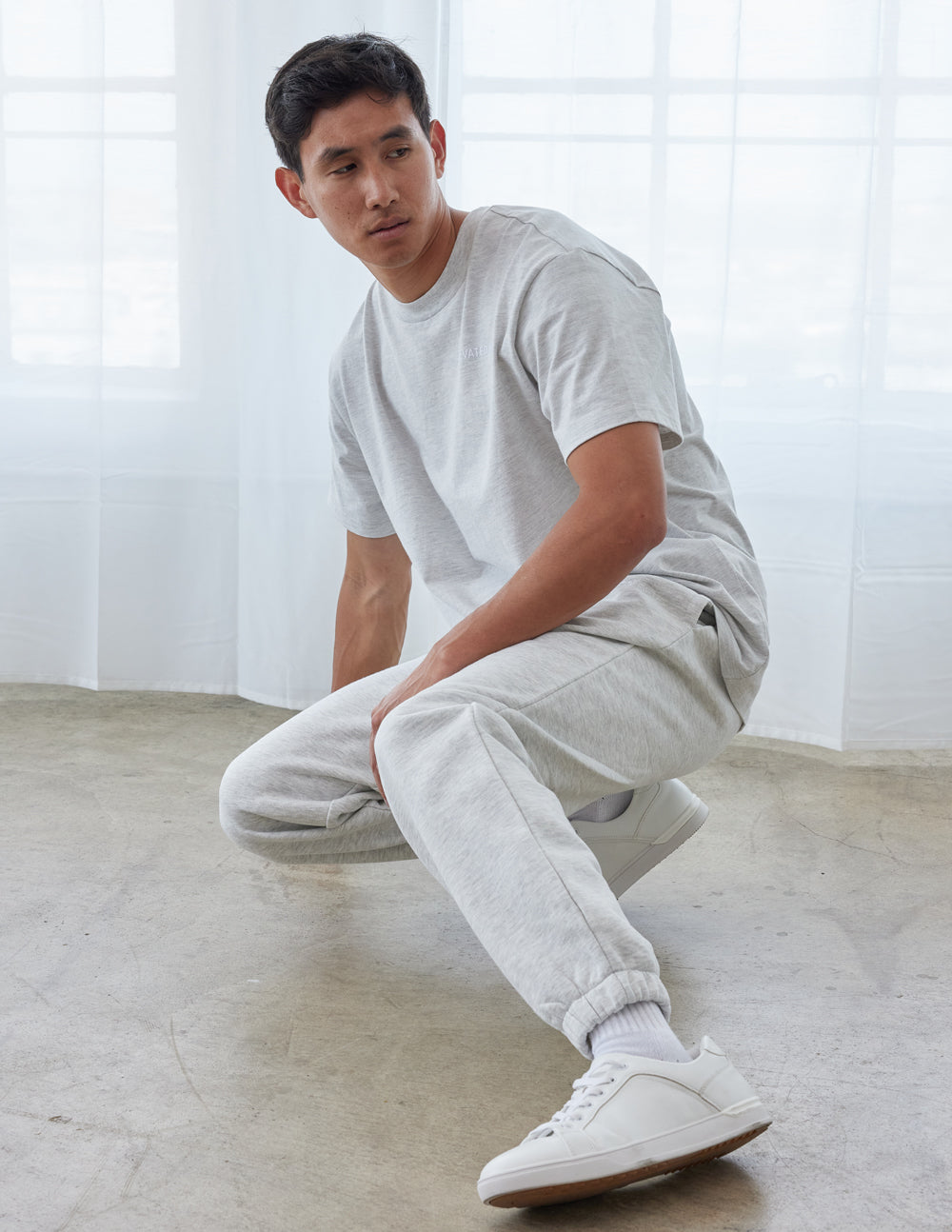 Elevated Faith Basics Cloud Grey Unisex Tee — detail close-up