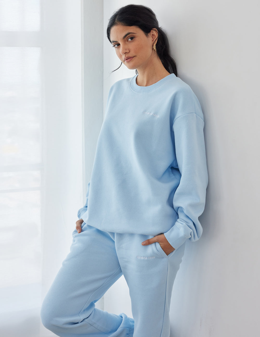 Elevated Faith Basics Dream Blue Unisex Crewneck — main product shot