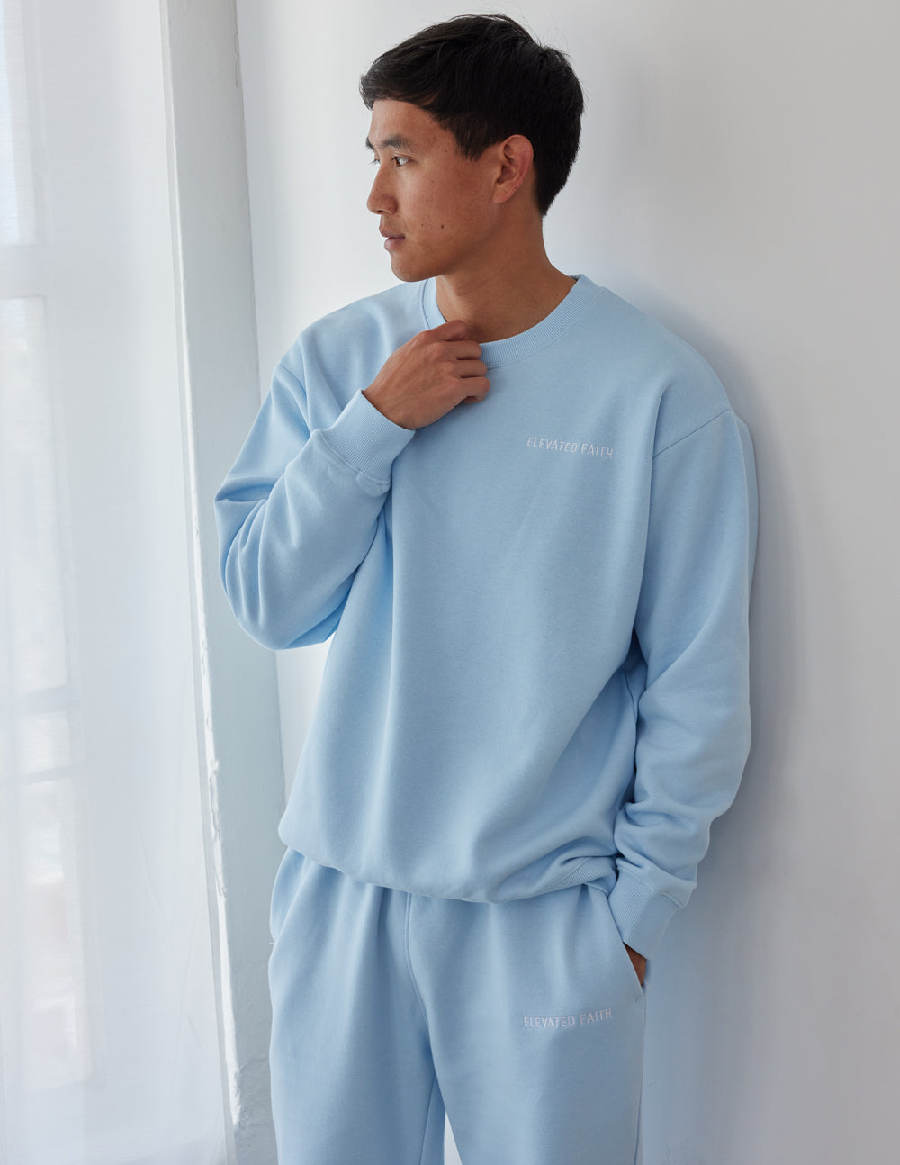 Elevated Faith Basics Dream Blue Unisex Crewneck — main product shot