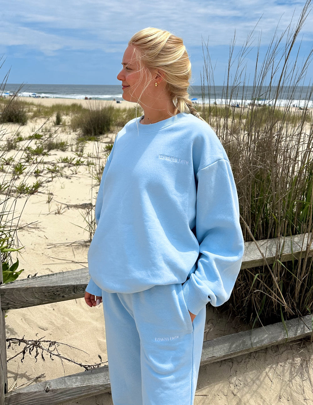 Elevated Faith Basics Dream Blue Unisex Crewneck — alternative angle