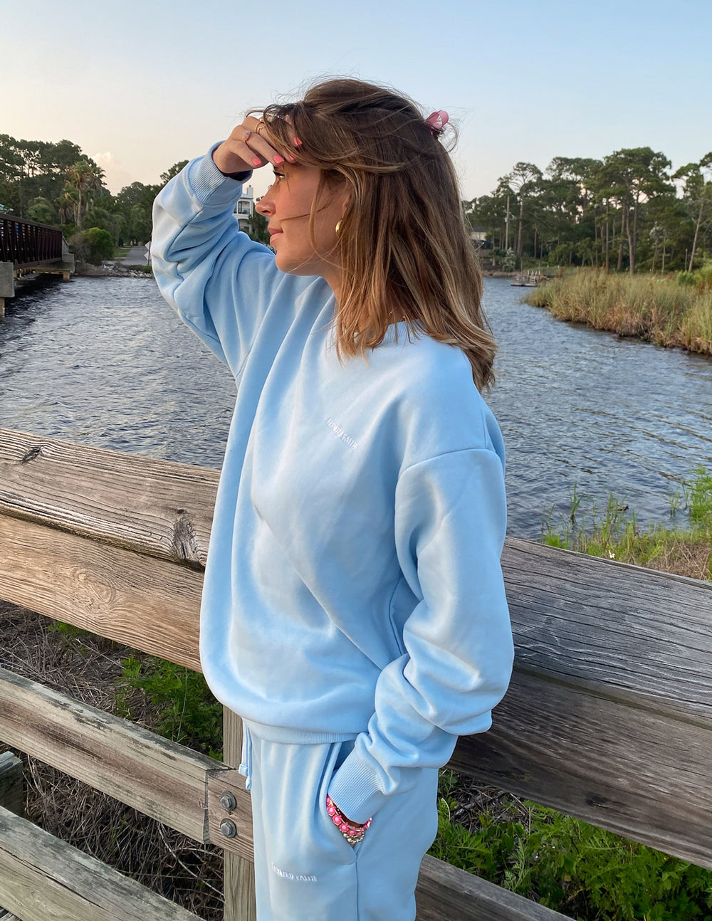 Elevated Faith Basics Dream Blue Unisex Crewneck — back view