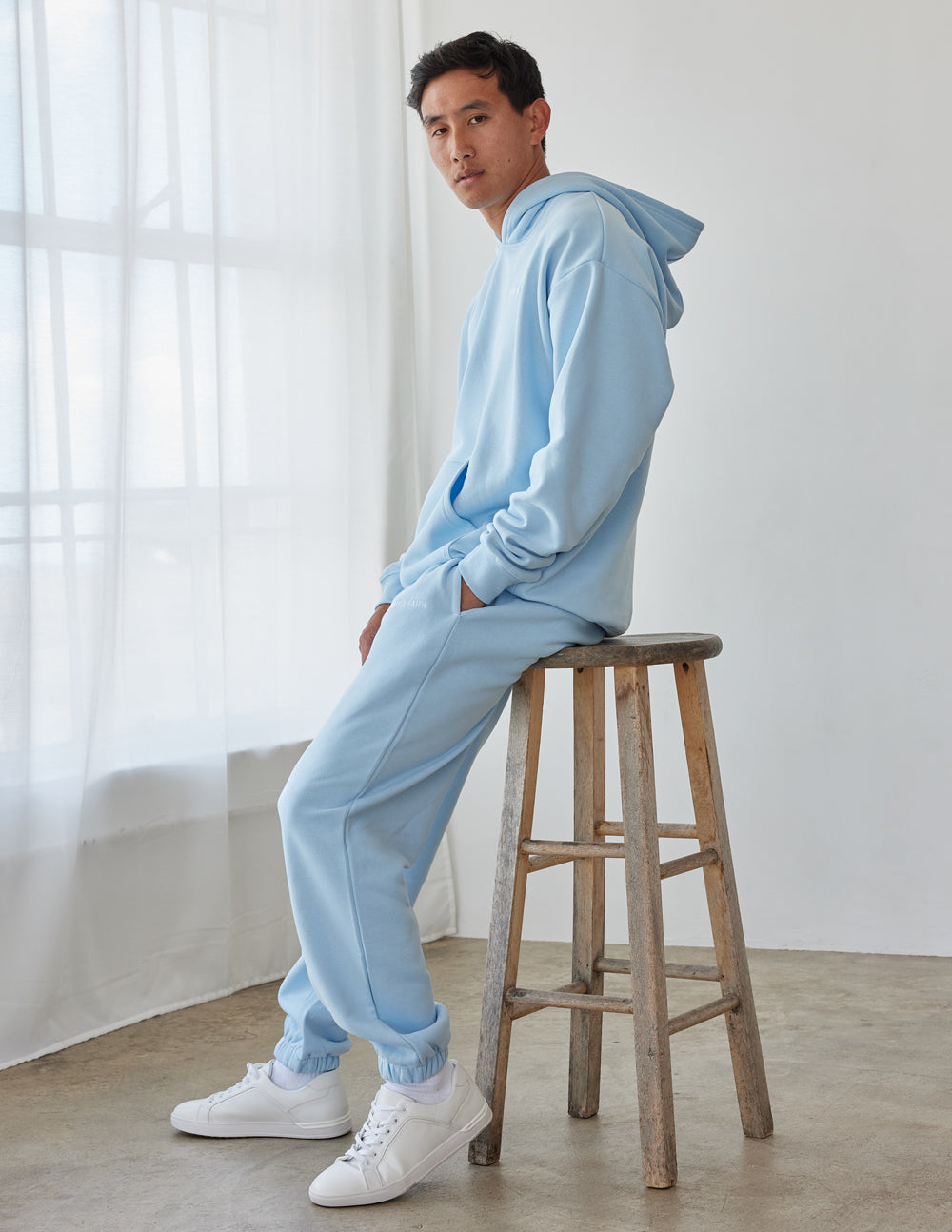 Elevated Faith Basics Dream Blue Unisex Sweatpant — detail close-up