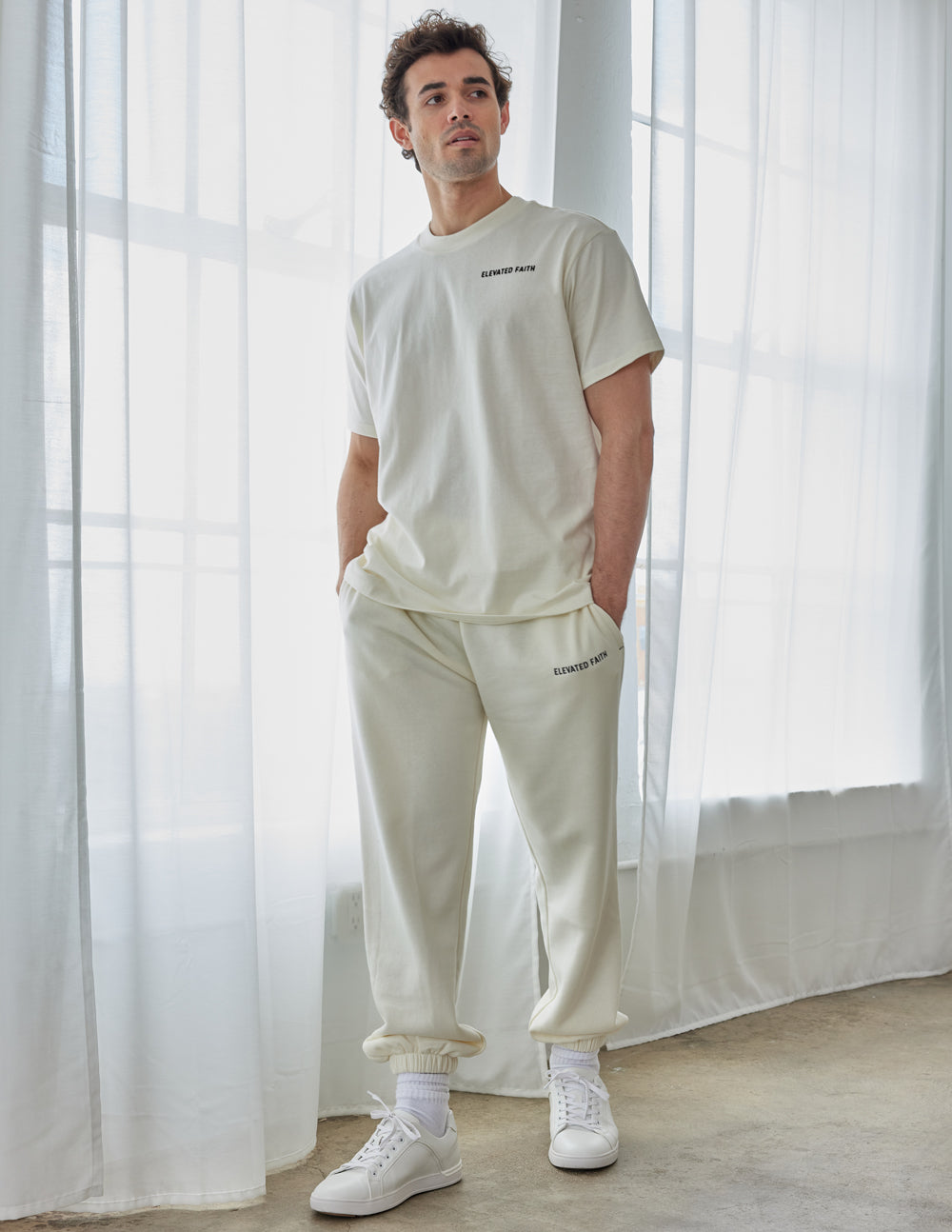 Elevated Faith Basics White Sand Unisex Sweatpant — lifestyle context