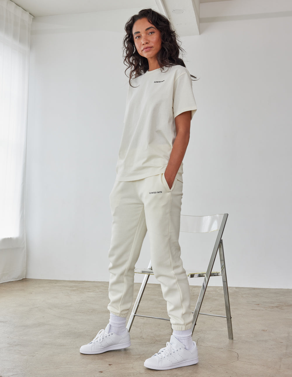 Elevated Faith Basics White Sand Unisex Sweatpant — lifestyle context