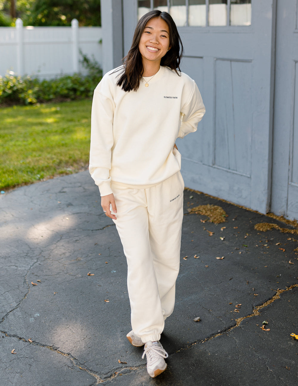 Elevated Faith Basics White Sand Unisex Sweatpant — side view