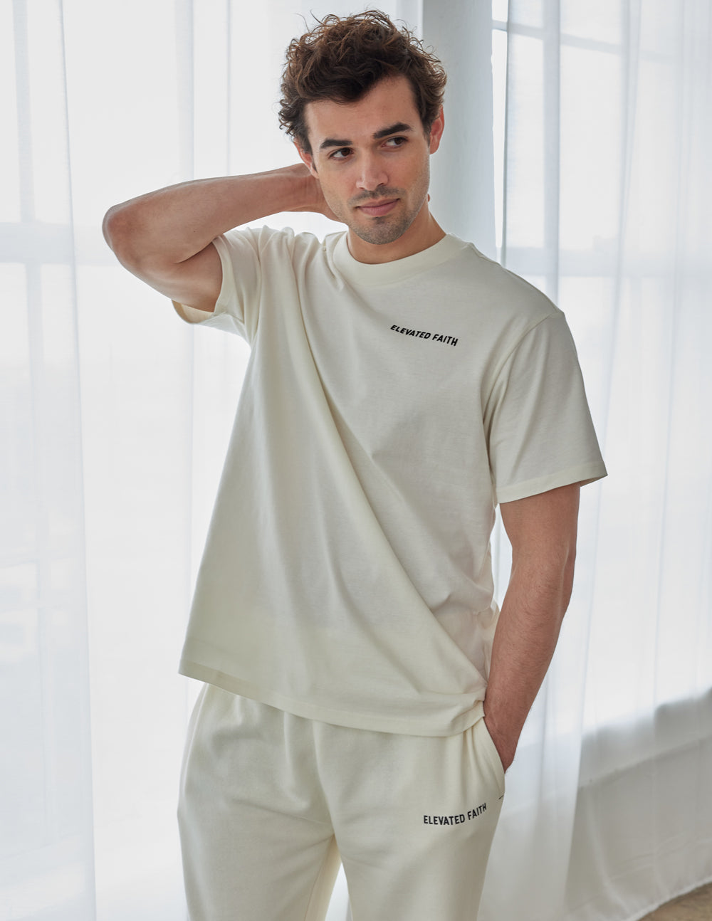 Elevated Faith Basics White Sand Unisex Tee — main product shot