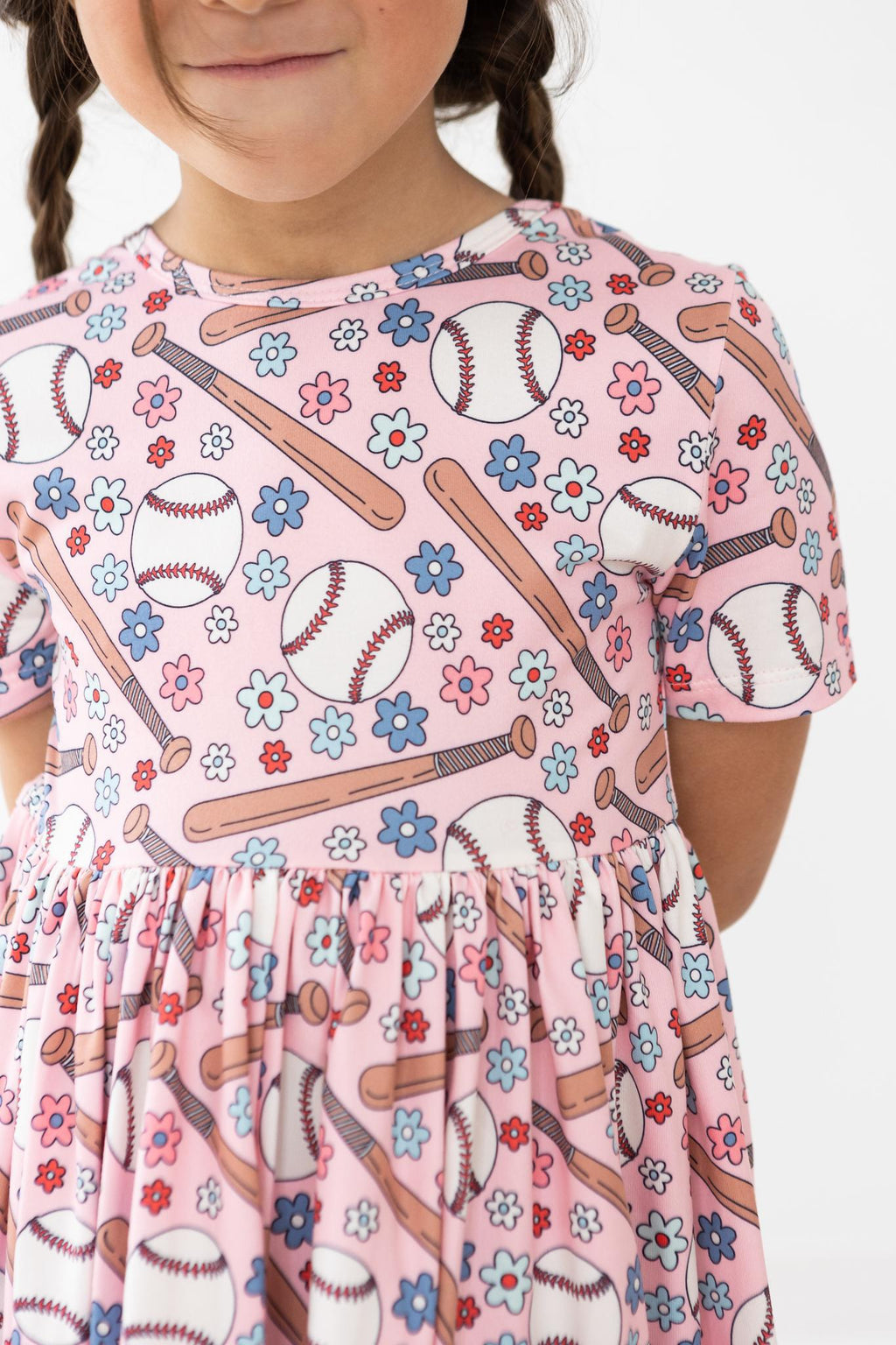 Mila & Rose ® Batter Up S/S Pocket Twirl Dress — detail close-up