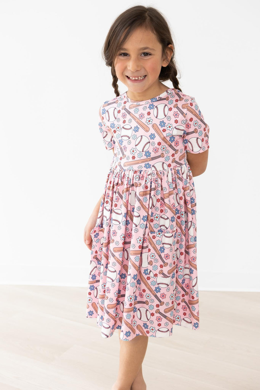 Mila & Rose ® Batter Up S/S Pocket Twirl Dress — side view
