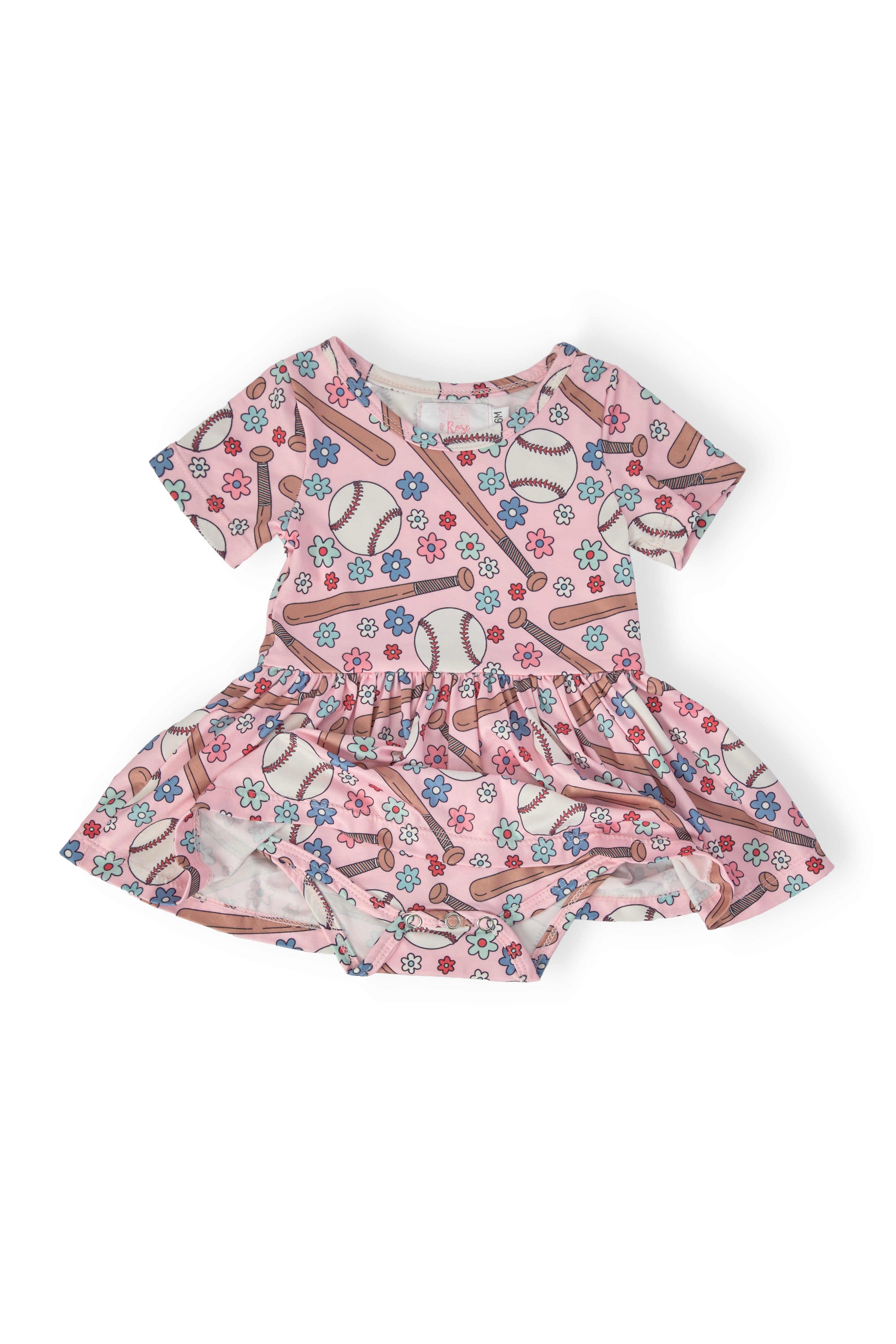 Mila & Rose ® Batter Up S/S Twirl Bodysuit — detail close-up