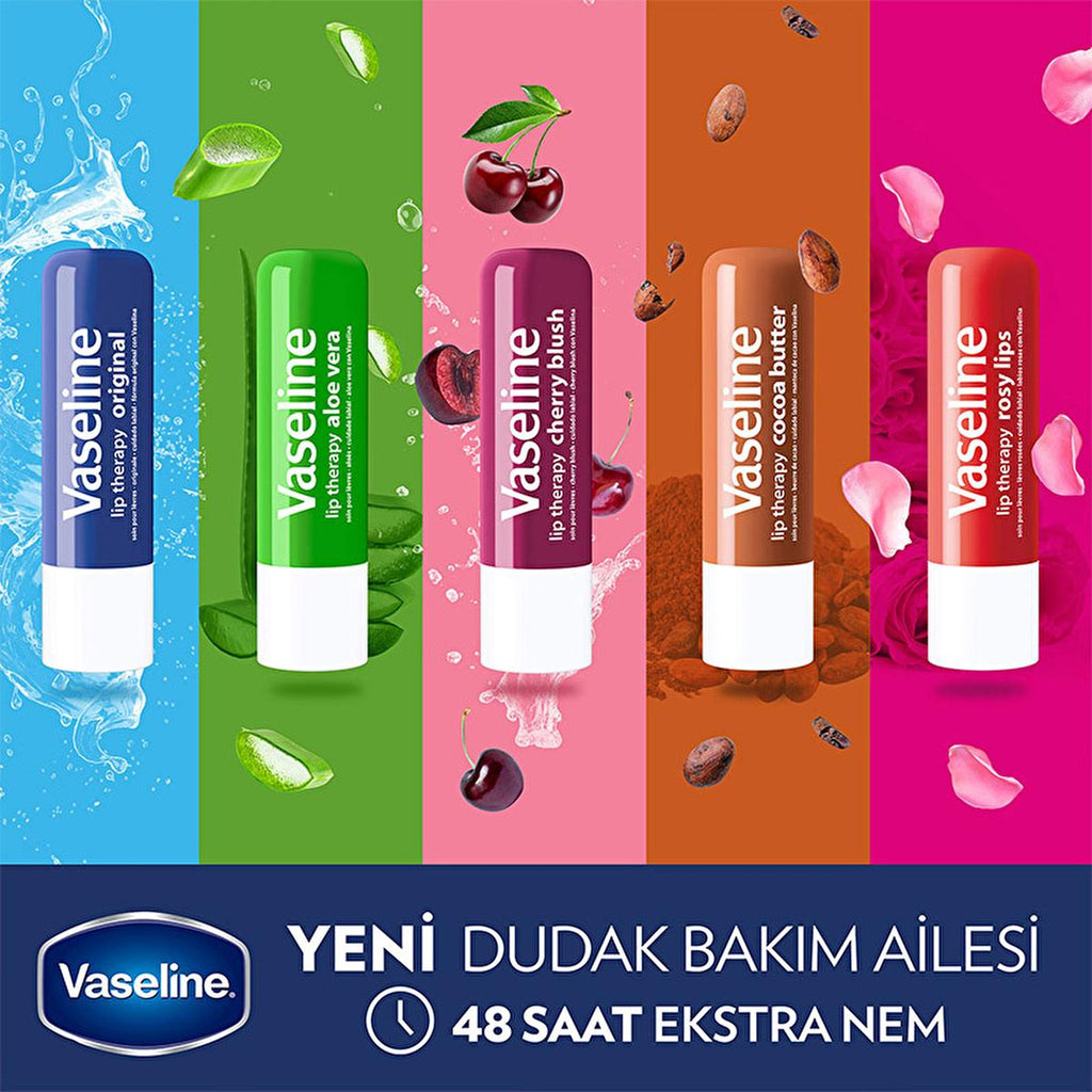 Vaseline Cherry Blush Lip Care - 48 Hour Moisturizing Lip Balm with Shea Butter for Dry, Chapped Lips