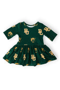 Mila & Rose ® Baylor Green Bear 3/4 Sleeve Twirl Bodysuit — main product shot