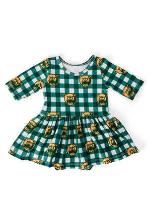 Mila & Rose ® Baylor Plaid Bear 3/4 Sleeve Twirl Bodysuit — main product shot