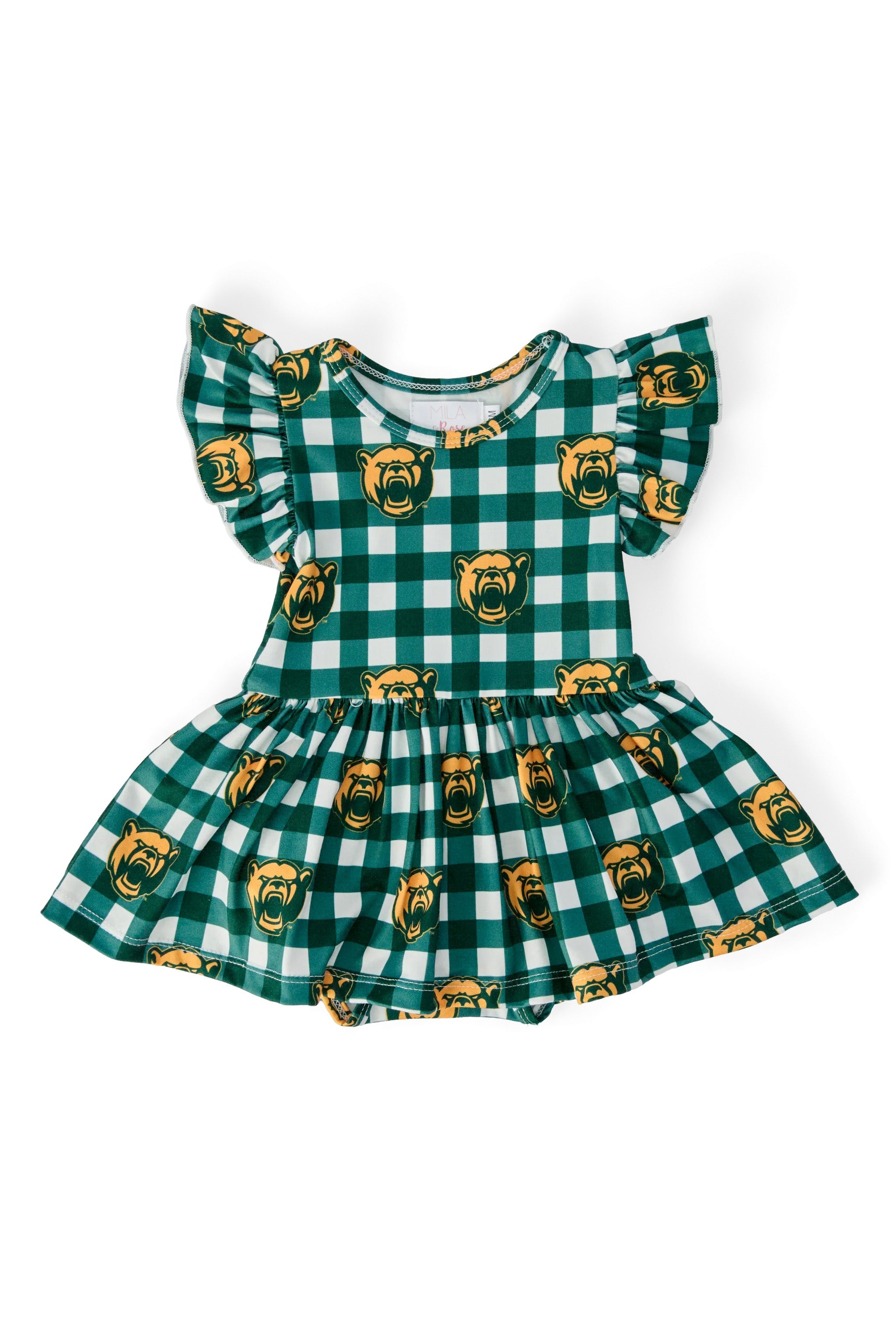 Mila & Rose ® Baylor Plaid Bear Flutter Twirl Bodysuit — main product shot