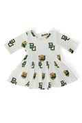 Mila & Rose ® Baylor White Bear 3/4 Sleeve Twirl Bodysuit — main product shot