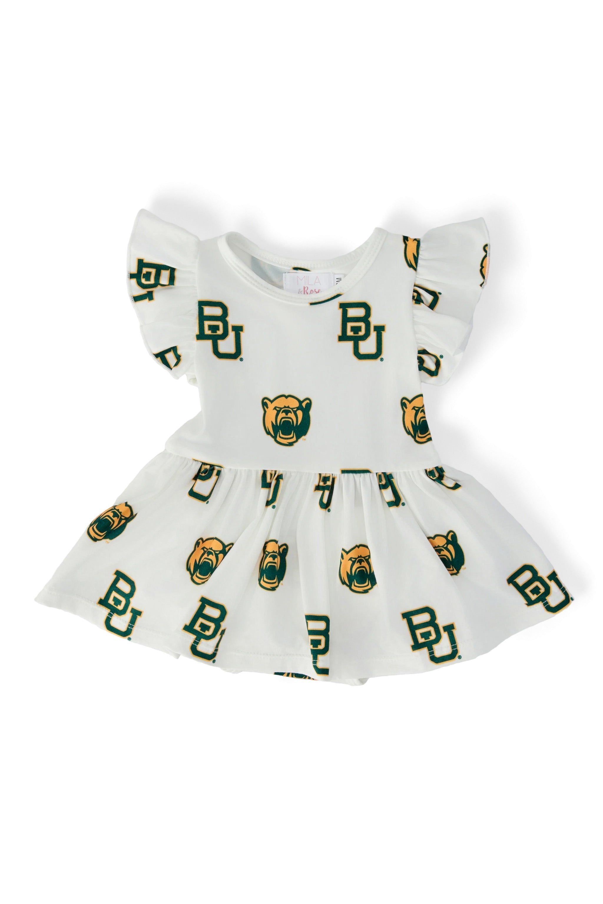 Mila & Rose ® Baylor White Bear Flutter Twirl Bodysuit — main product shot